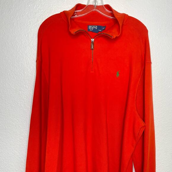 Polo by Ralph Lauren Mens Sweater Size XXL Orange 1/2 Zip Up Pullover Knit - Picture 7 of 16
